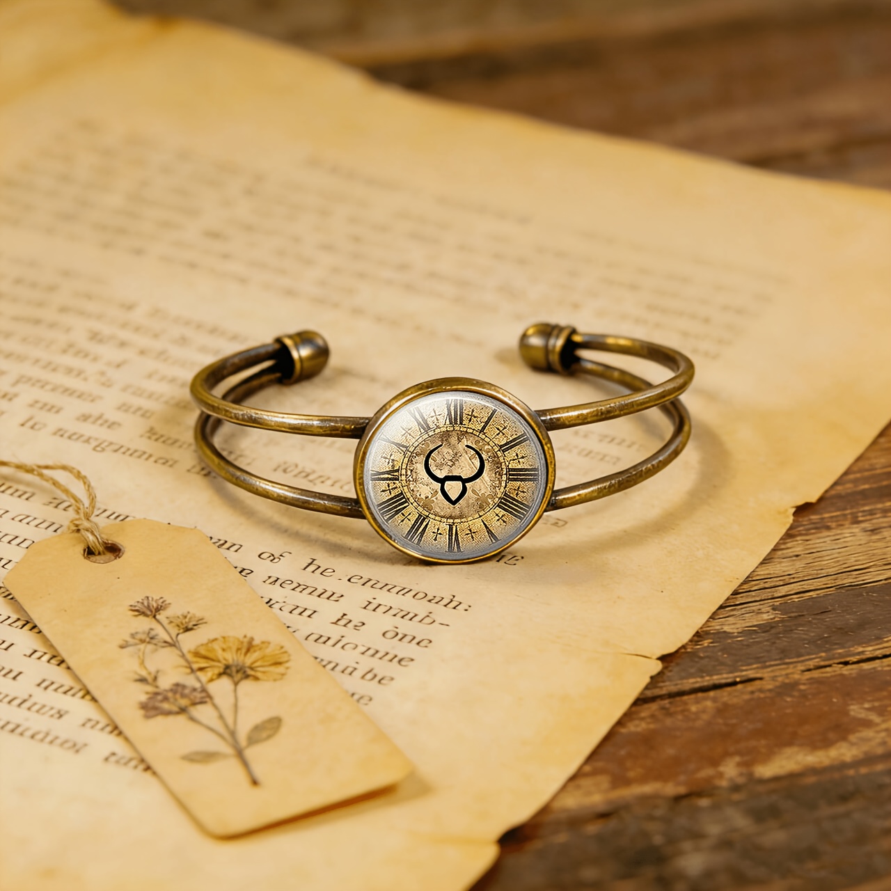 Antique Cyan Double-Layer Adjustable Opening Bracelet, Retro Style